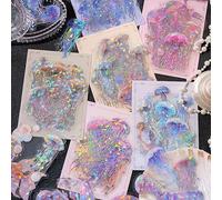 120 Pièces Scrapbooking Accessoires, Scrapbooking Journal Accessories, PET Stéréo Laser Series Scrapbooking Stickers pour Album Photo Notebook DIY Journal Peinture (Méduse)