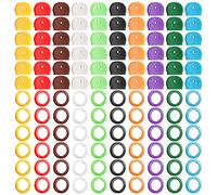 120 Pièces Set de Capuchons Étiquettes Couvertures, Anneaux de Codage d'Identifiant de Clé en Plastique Couvre-Clés 10 Couleurs Assorties Toppers de Clés 2 Styles pour Organisation de Clés