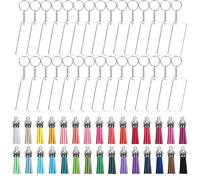 120 Pièces Vierges de Porte Clés en Acrylique, Porte-clés Pompons Colorés avec Chaîne et Anneaux de Saut Porte-clés Pendentif Rectangle pour Bricolage Artisanat 3x7cm Rectangle Acrylique