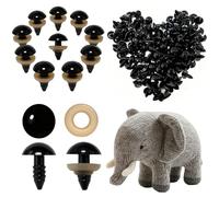 120 pièces yeux de sécurité 12 mm avec rondelles pour amigurumi, peluches, poupées et loisirs créatifs, yeux plastique noir, accessoires pour crochet, couture, DIY, feutrine et créations artisanales