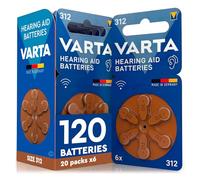 120 Piles Auditives Taille 312 (Marron) PR41 VARTA Zinc Air Tension Stable Longue Durée Résistantes aux Fuites Compatibles avec Tous Dispositifs Made in Germany - 20 Blisters de 6 Piles