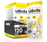 120 Piles Auditives Udivita Technologie Phono Pulse Taille 10. - 20 Blisters de 6 Piles