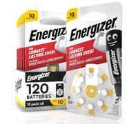 120 Piles pour Appareils Auditifs Energizer Taille 10 Jaune avec Technologie PowerSeal - 15 Paquetes de 8 Pilas