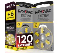 120 Piles pour Appareils Auditifs Rayovac Extra Size 10 +6 Udivita
