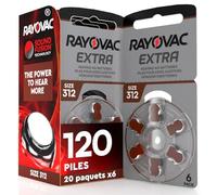 120 Piles pour Appareils Auditifs Rayovac Extra Size Technologie Suond Fusion 312-20 Plaquettes de 6 Piles