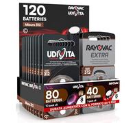 120 Piles pour appareils auditifs Taille 312 PR41 (Marron - Zinc Air) avec Technologie Phono Pulse - 120 Piles : 80 Udivita + 40 Rayovac