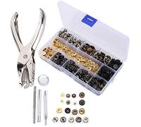 120 Set Snap Fastener Kit for Leather, Metal Snap Fastener with 6 Color Press Studs and Installation Tools, Brass Button Studs for Clothing Coats Jackets Denim Luggage DIY Sewing P