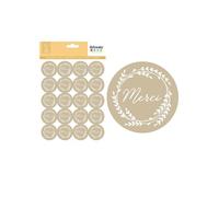 120 stickers kraft Merci Ø 3,5 cm