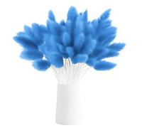 120 Têtesde Pampa Séchées Fleurs Sechees Fleur Seche Pampasgras Bouquet Queue de Lapin Fleur Séchée Arrangement Floral de Décoration de Salle D'événement de Mariage (Bleu Foncé)