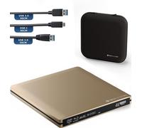 120 USB 3.0 Type-C Brenner Externe de CD DVD en Aluminium pour Ordinateur, Notebook UHD Blu-Ray Brenner USB xDeluxe Paket Champagne