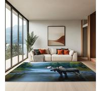 120 x 170 cm Couleur Tapis carré pour Salon, Tapis Doux et Antidérapant Imprimé Nature Rivière Animaux Orignaux, pour Chambre d'adulte Cuisine Chambre d'enfant