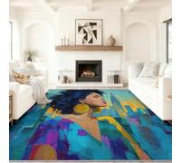 120 x 170 cm Moderne Pop Tapis, Mode Architecture Portrait Féminin Moelleux Doux Respirant Et Durable, Multicolore Tapis Salon à Poils Courts Antidérapan pour Chambre, Couloir Intérieur