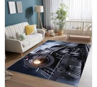 120 x 170 cm Tapis Salon Lavable en Machine Gris Foncé, Photographie De Locomotive À Vapeur Rétro Tapis Rectangulaire Intérieur Antidérapant Pile Courte et Douce Doux pour Chambre Bureau