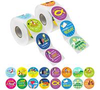 1200 Autocollants Verset de la Foi chrétienne en 16 dessins avec une ligne de perforation (Chacun mesure 3,8 cm de diamètre)