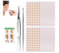 1200 Ear Seeds Graines D'Oreille,Avec Un Tableau D'Acupuncture Auriculaire,Une Pince à éPiler Et Une Sonde Pour DéBloquer Les MéRidiens De L'Oreille,DéTendre L'Esprit Et Le Corps,Soulager La Fatigue