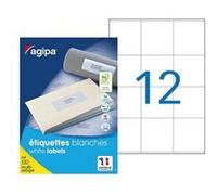 Agipa 118997 Lot de 1200 Etiquettes multi usage coins droits 70 x 67,7 mm Blanc