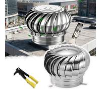 1200 mm - Capuchon de ventilation de toit pour éoliennes - Rond - En acier inoxydable - Avec support galvanisé - Installation facile - Convient pour une utilisation industrielle - Sans moteur