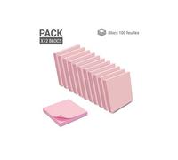 1200 Notes autocollantes repositionnables 12 blocs de 100 feuillets 75 x 75 mm rose pastel