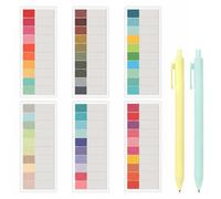 1200 Pièces Marque Page Adhesif et Deux Stylos Gel, Multicolore Livre, Index Tabs, Onglets Étanches et Inscriptibles pour la Maison, École, Bureau
