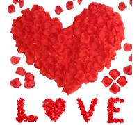 1200 Pièces Petale de Rose Artificielles, Petales de Rose a Jeter Mariage, Petale de Rose Rouge, Pour Mariage, Saint Valentin, Anniversaire, Centre de Table, Décoration de Table, Anniversaire - Rouge