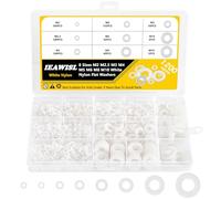 1200 Pièces Rondelle Plastique, Blanc Rondelles Nylon Plates Isolation Joint Plat Rond, Entretoise Plastique Joint Torique Spacer Plomberie Assortiment Kit - M2/M2.5/M3/M4/M5/M6/M8/M10