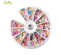 1200 Pièces Roue Mixte Nail Art Conseils Paillettes Strass Nail Décoration Bricolage Perle Argile Polymère Estampage Autocollants Manucure Chaude