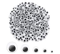 1200 Stück Wackelaugen Selbstklebend Runde Schwarz Weiß Basteln Wackelaugen Kunststoff Bastelaugen Augen Kulleraugen Aufkleber Für DIY Scrapbooking Handwerk Puppe Zubehör(12/10/8/6mm)