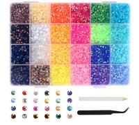 12000 Pièces Strass Ongle Nail Art 4mm Strass pour Ongles Gems à Dos Plat Rond Cristal Pierres à Paillettes avec Pince à Épiler et Stylo à Pointiller Strass pour Loisirs Créatifs Ongles Vêtements