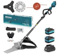 12000RPM Debroussailleuse Electrique sans Fil, Coupe Bordure sans Fil avec 2X 18V/5200mAh Batterie, Moteur Brushless, 3 Types de Lames, Diamètre de Coupe 26 cm- E-Edge Pro