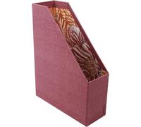 120038c - Porte-Revues - 10 X 25 X 31 Cm - Porte-Étiquette En Métal Brossé - Simili Cuir Et Intérieur Imprimé - Collection Orange Botanique[Z1004]