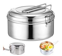 1200ml Boîte à Lunch en Acier Inoxydable,Rond Bento Lunch Box Inox,Gamelle Metal Camping,Acier Inoxydable Lunchbox,Anti-Brûlure étanches Boite Inox avec Poignée,pour école,Travail,Pique-Nique,Voyage