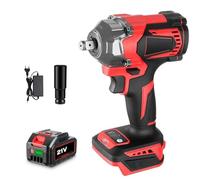 1200N.M Clé à Chocs Sans Fil,1/2 Pouce Boulonneuse a Choc, Compatible avec Makita 18V,Clé à Chocs Multifonction avec Lumière LED,avec 1 batterie, 7200 tr/min,4 vitesses,pour voiture et maison (Rouge)