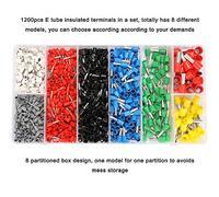 1200pcs assortiment de tube E Terminal Terminal Connecteur de fils isolés avec boîte de rangement pour le travail électrique