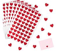 1200Pcs Autocollant en Forme de Coeur Gommette Brillante Sticker Auto-adhésif Emballage Enveloppe Cadeau Carte Décoration pour Saint-Valentin Mariage Scrapbooking (Rouge)