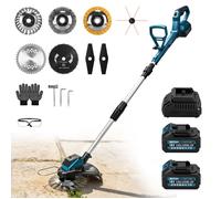 1200W 16800rpm Débroussailleuse Sans Balais Refroidissement Aluminium Réglable 90° 100-140cm 2xbatts Compat Makita 21V Jardin Cours