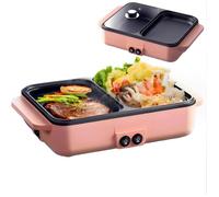 1200W Fondue Electrique Et Bbq Grill,Hot Pot Intérieur Électrique,Barbecue De Table,Grill Coréen Électrique Double Usage,