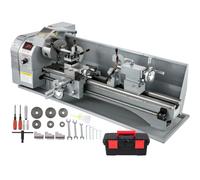 1200W Mini Tour à Métaux d'Établie 220x750mm Haute Précision avec Mandrin à 3 Mâchoires et Vitesse de Broche Max. 3000 tr/min Écran LCD pour Filetage Tournage Perçage (Avec Brosse)