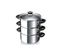 Beka 12030224 Polo Cuit Vapeur 3 Corps + Couvercle Verre en acier inoxydable 20 cm, Language_tag:fr_fr, Noire