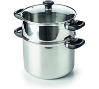 12030244 Polo Couscoussier + Couvercle Verre En Acier Inoxydable 24 Cm, Gris