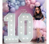 120cm Blanc Chiffre Lumineux,Happy Birthday Decoration 10ème Anniversaire de Mariage Cadre Lumineux,Chiffre Lumineux Géant Decoration Anniversaire Fille Garçon,Chiffre Anniversaire Géant,Numéro 10