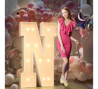 120cm Jaune Lettre Lumineuse,Lettres Lumineuses Géantes de Pour la Décoration D'Anniversaire,Decoration Anniversaire Fille,Grandes Lettres Pour Les Événements de Fiançailles,Lettre N