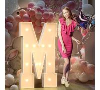 120cm Jaune Lettre Lumineuse,Lettres Lumineuses Géantes de Pour la Décoration D'Anniversaire,Decoration Anniversaire Fille,Grandes Lettres Pour Les Événements de Fiançailles,Lettre M