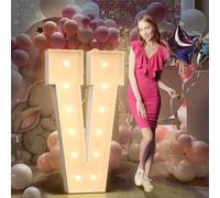 120cm Jaune Lettre Lumineuse,Lettres Lumineuses Géantes de Pour la Décoration D'Anniversaire,Decoration Anniversaire Fille,Grandes Lettres Pour Les Événements de Fiançailles,Lettre V