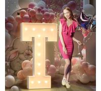 120cm Jaune Lettre Lumineuse,Lettres Lumineuses Géantes de Pour la Décoration D'Anniversaire,Decoration Anniversaire Fille,Grandes Lettres Pour Les Événements de Fiançailles,Lettre T