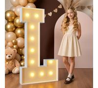 120cm Jaune Lettre Lumineuse,Lettres Lumineuses Géantes de Pour la Décoration D'Anniversaire,Decoration Anniversaire Fille,Grandes Lettres Pour Les Événements de Fiançailles,Lettre L