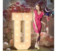 120cm Jaune Lettre Lumineuse,Lettres Lumineuses Géantes de Pour la Décoration D'Anniversaire,Decoration Anniversaire Fille,Grandes Lettres Pour Les Événements de Fiançailles,Lettre U