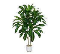 120cm Plantes Artificielle Dracaena Intérieur - Fausse Plante Grande Décoratives avec Jardinière Blanche, Arbre Artificiel Réalistes pour la Décoration du Balcon, de la Chambre ou du Couloir