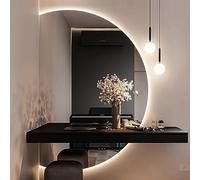 120cm Smart LED Backlit Bathroom Mirror Anti Fog Dimmer Frameless Arch Design Half Moon Cosmetic Wall Mirror for Ultimate Grooming Experience