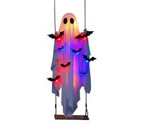 120cm Swinging Ghost - Scary Floating Figure with String Light Glowing Bat