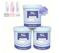 120g Poudre acrylique - 3 couleurs de poudre acrylique pour ongles Polymère Poudre acrylique colorée pour extension et sculpture d'ongles acryliques (Blanc/Rose/Transparent) Ongles acryliques à clipse